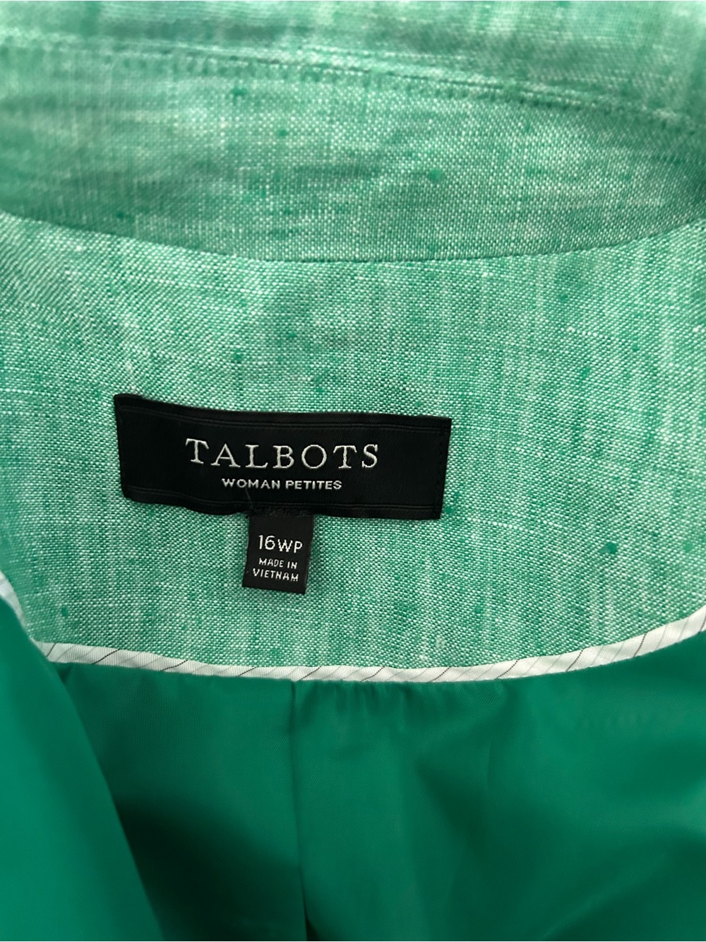 Talbots Mint Green Textured Jacket 16WP - Picture 3 of 3